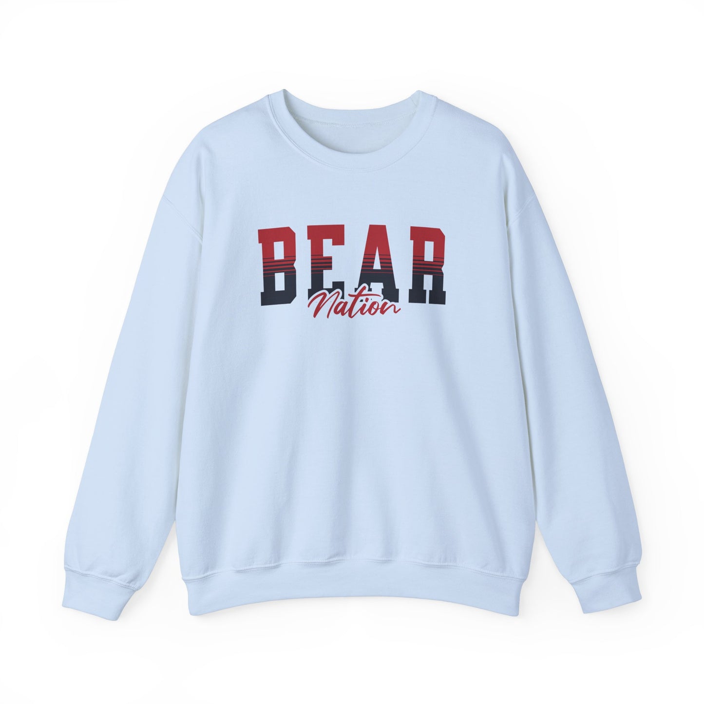 Personalized Team Mascot Nation Sweatshirt– Custom School Colors & Collegiate Stripes | Gildan Crewneck