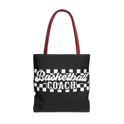 Retro Basketball Tote Bag – Personalized Checkered Basketball Coach, Mama, or Dad Bag