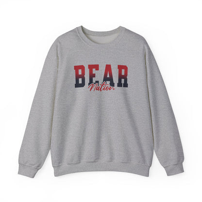Personalized Team Mascot Nation Sweatshirt– Custom School Colors & Collegiate Stripes | Gildan Crewneck