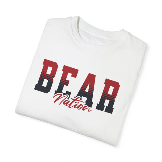 Personalized Team Mascot Nation T-Shirt – Custom School Colors & Collegiate Stripes | Comfort Colors Tee