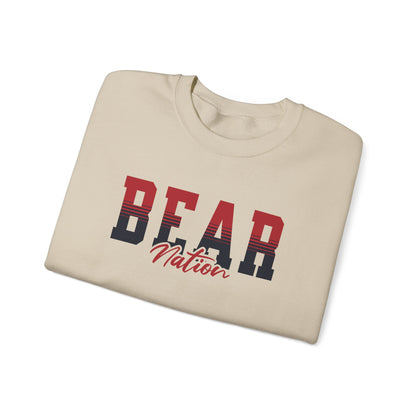Personalized Team Mascot Nation Sweatshirt– Custom School Colors & Collegiate Stripes | Gildan Crewneck
