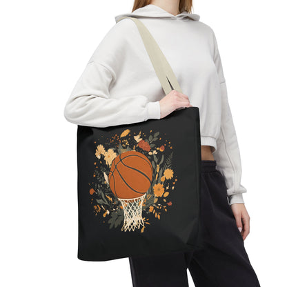Vintage Floral Basketball Tote Bag – Retro Botanical Sports Tote