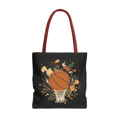 Vintage Floral Basketball Tote Bag – Retro Botanical Sports Tote