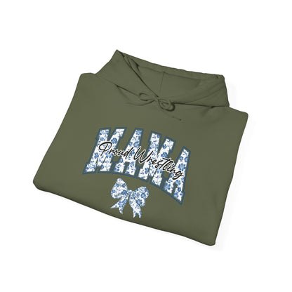 Personalized Proud Wrestling Mom Hoodie – Blue Coquette Floral Design
