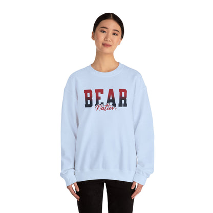 Personalized Team Mascot Nation Sweatshirt– Custom School Colors & Collegiate Stripes | Gildan Crewneck