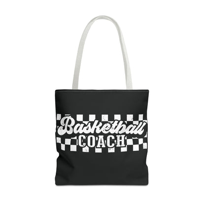 Retro Basketball Tote Bag – Personalized Checkered Basketball Coach, Mama, or Dad Bag