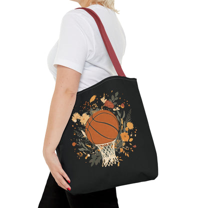 Vintage Floral Basketball Tote Bag – Retro Botanical Sports Tote