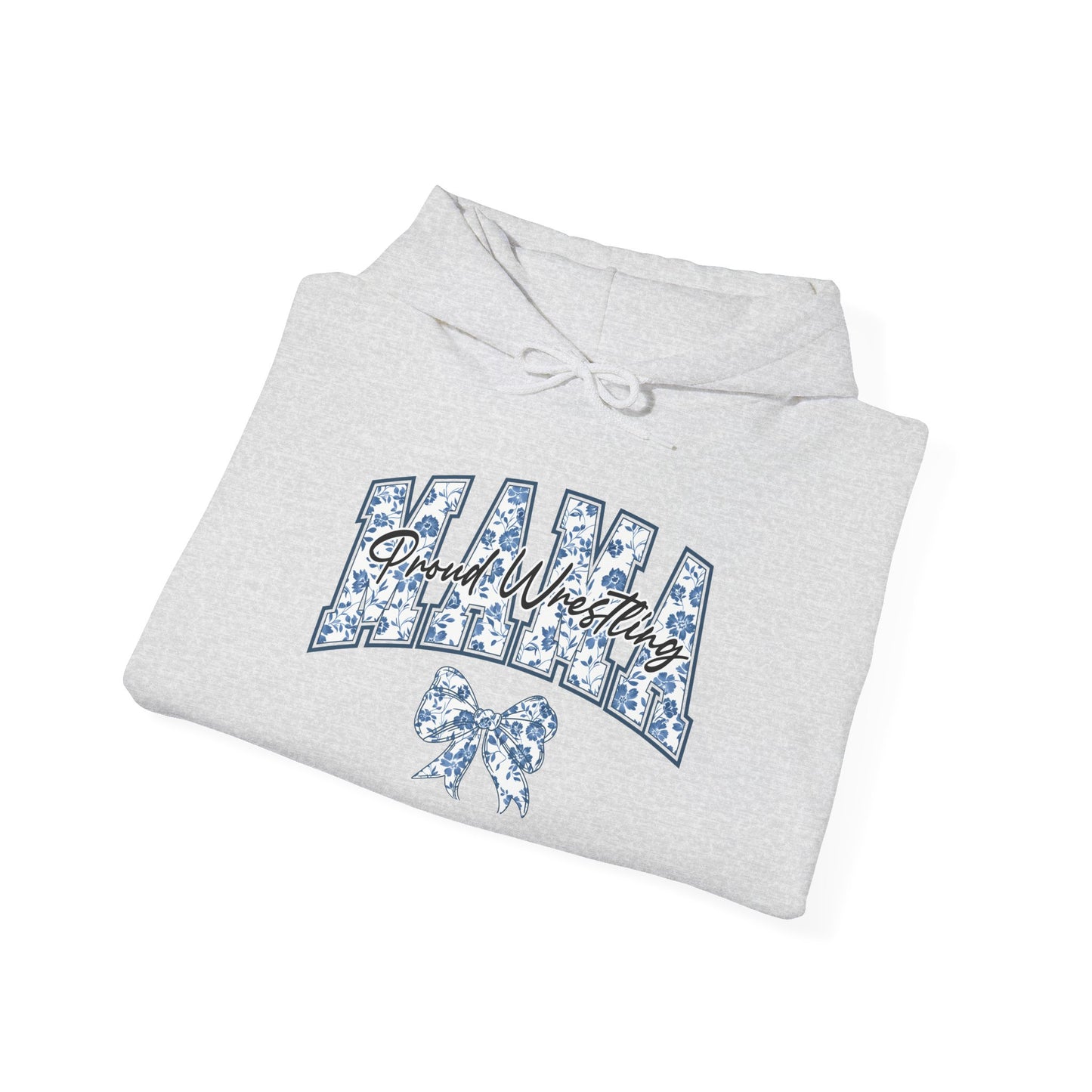 Personalized Proud Wrestling Mom Hoodie – Blue Coquette Floral Design