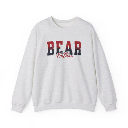 Personalized Team Mascot Nation Sweatshirt– Custom School Colors & Collegiate Stripes | Gildan Crewneck