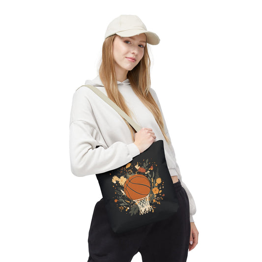 Vintage Floral Basketball Tote Bag – Retro Botanical Sports Tote