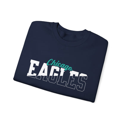 Custom Team Mascot Crewneck Sweatshirt – Personalized School Colors & Half-Solid, Half-Outline Text