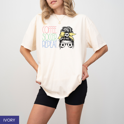 Coffee. Soccer. Repeat. T-Shirt – Perfect Gift for Soccer Players, Fans, and Soccer Moms!