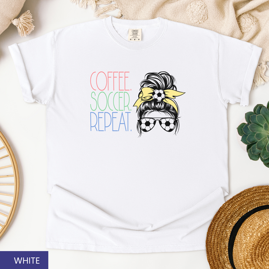 Coffee. Soccer. Repeat. T-Shirt – Perfect Gift for Soccer Players, Fans, and Soccer Moms!