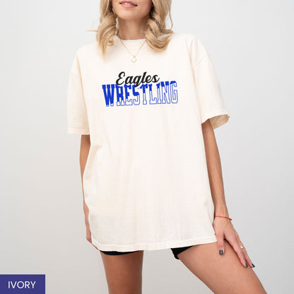 Custom Wrestling Team Mascot T-Shirt – Personalized School Name & Colors