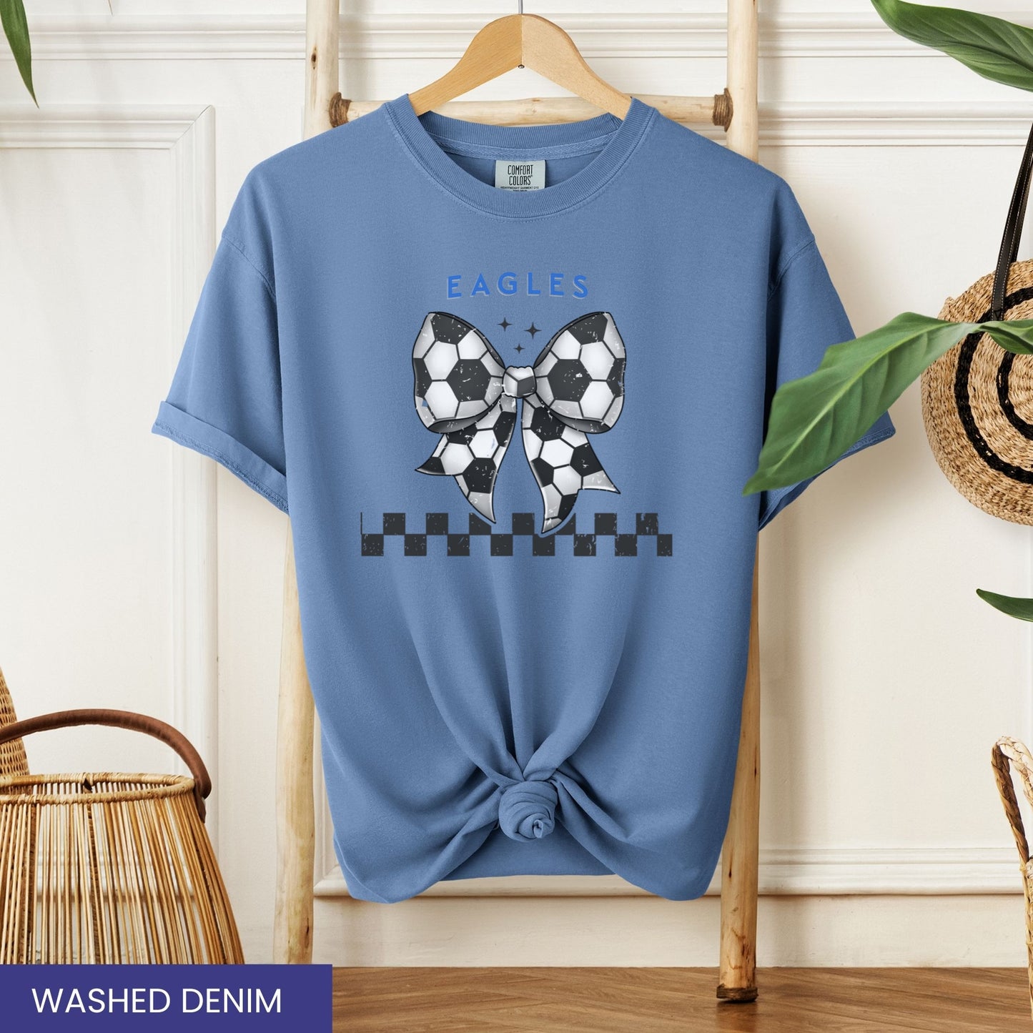 Personalized Coquette Soccer Bow T-Shirt – Custom Team Mascot & Colors – Cute Soccer Tee for Players & Fans