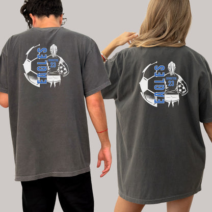 Personalized Girl's Soccer T-Shirt – Custom Team Mascot, Name, Number & School Colors – Game Day Shirt for Players & Fans