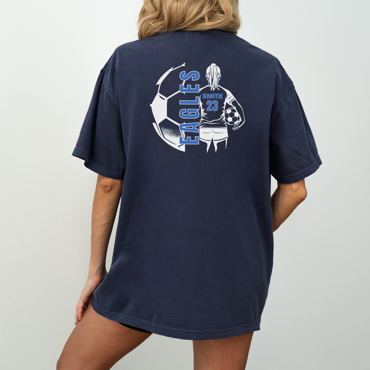 Personalized Girl's Soccer T-Shirt – Custom Team Mascot, Name, Number & School Colors – Game Day Shirt for Players & Fans