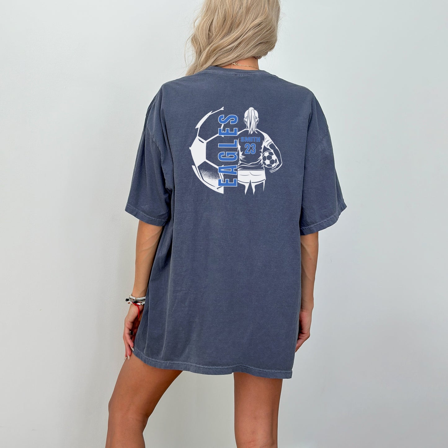 Personalized Girl's Soccer T-Shirt – Custom Team Mascot, Name, Number & School Colors – Game Day Shirt for Players & Fans