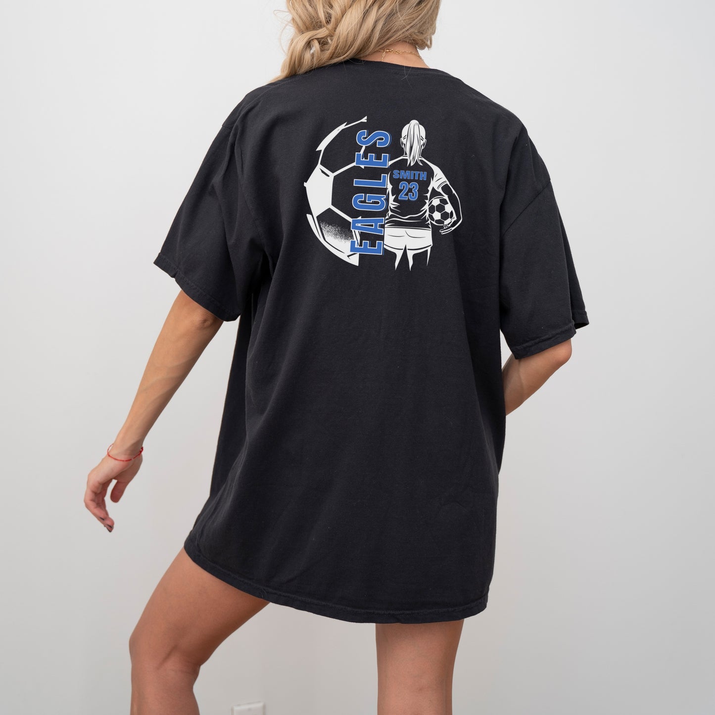 Personalized Girl's Soccer T-Shirt – Custom Team Mascot, Name, Number & School Colors – Game Day Shirt for Players & Fans