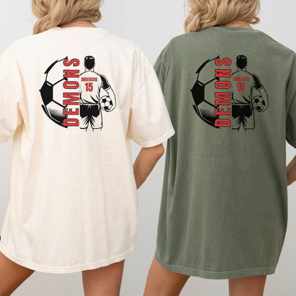 Personalized Men's Soccer T-Shirt – Custom Team Mascot, Name, Number & School Colors – Game Day Shirt for Players & Fans
