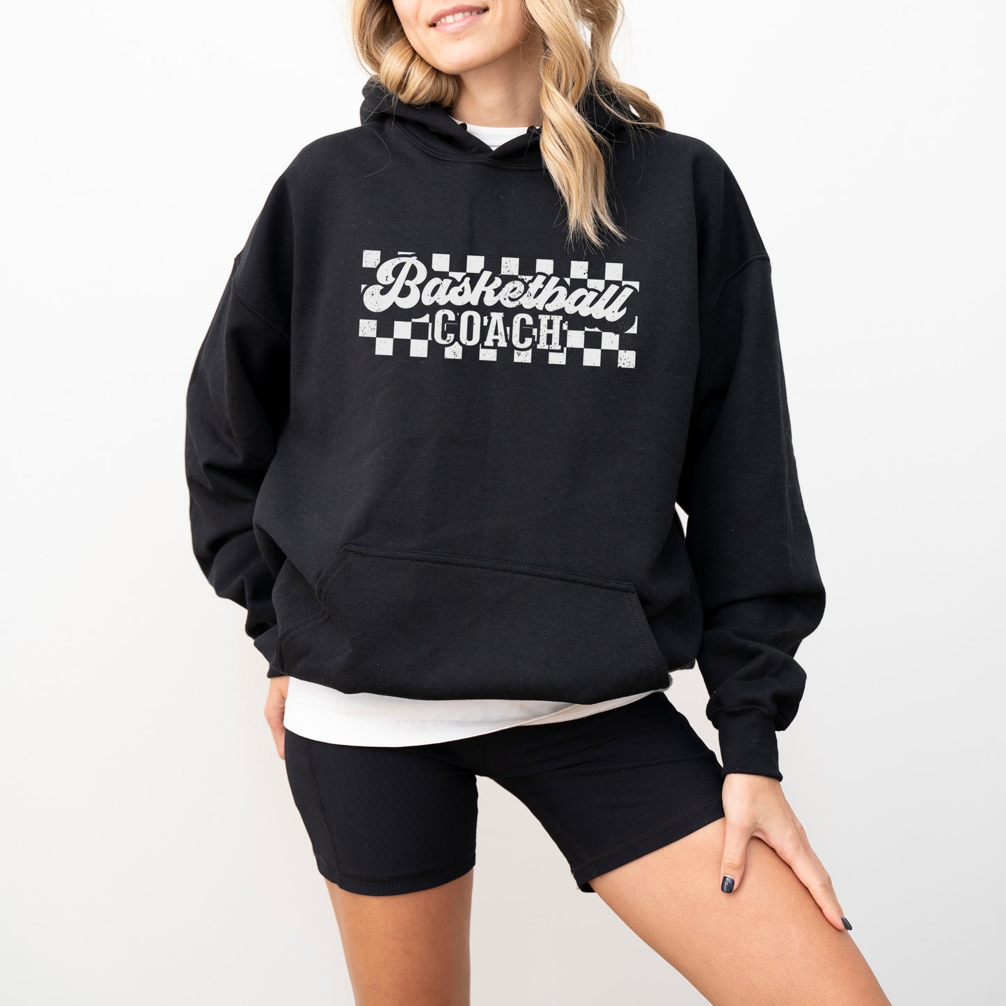 Personalized Retro Basketball Hoodie – Sweatshirt with Checkered Background