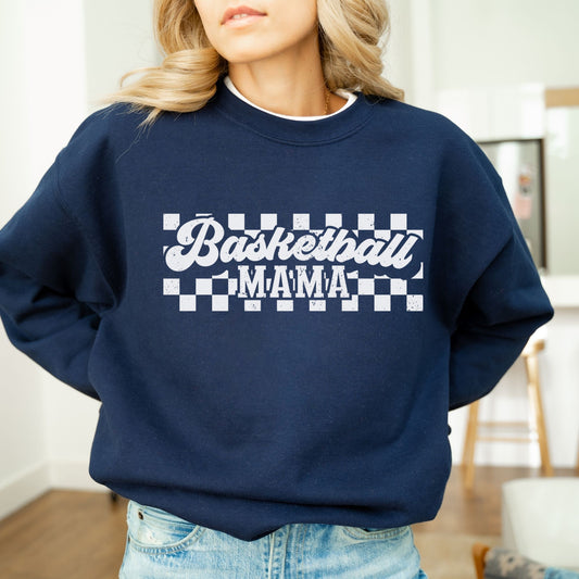 Personalized Retro Basketball Crewneck Sweatshirt – Vintage Checkered Design