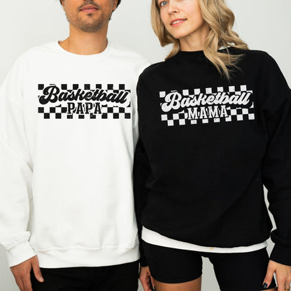 Personalized Retro Basketball Crewneck Sweatshirt – Vintage Checkered Design