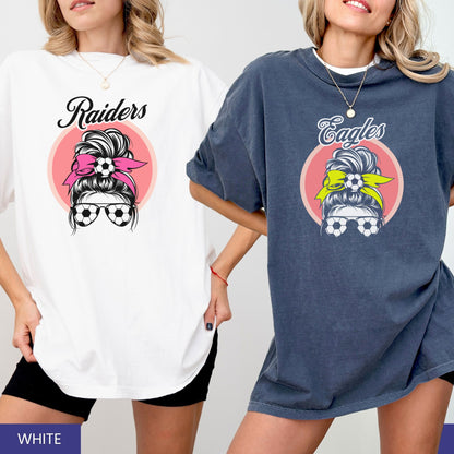 Personalized Retro Soccer Mom T-Shirt – Custom Team Mascot & Bow Colors