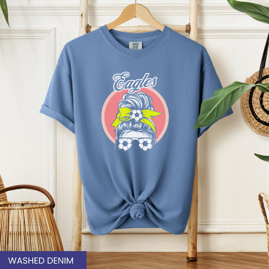 Personalized Retro Soccer Mom T-Shirt – Custom Team Mascot & Bow Colors
