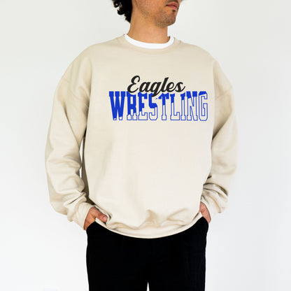 Personalized Wrestling Team Mascot Crewneck Sweatshirt – Custom School Colors & Outline Text Design