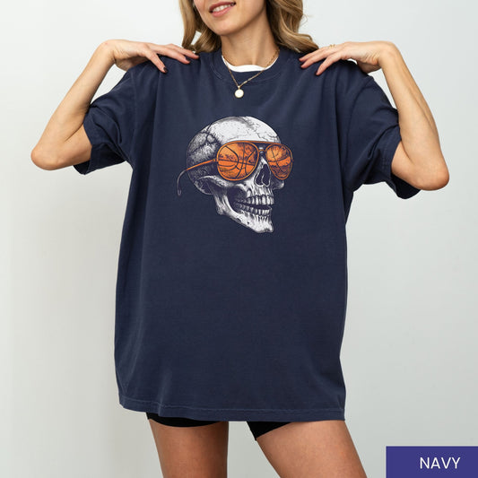 Retro Basketball Skull T-Shirt – Cool Vintage Grunge Basketball Tee