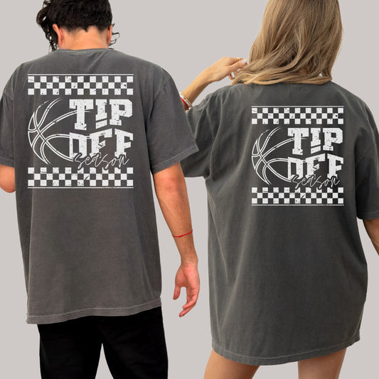 Tip-Off Season Retro Basketball T-Shirt – Personalized Basketball Shirt for Moms, Dads, Coaches, Players, and Fans