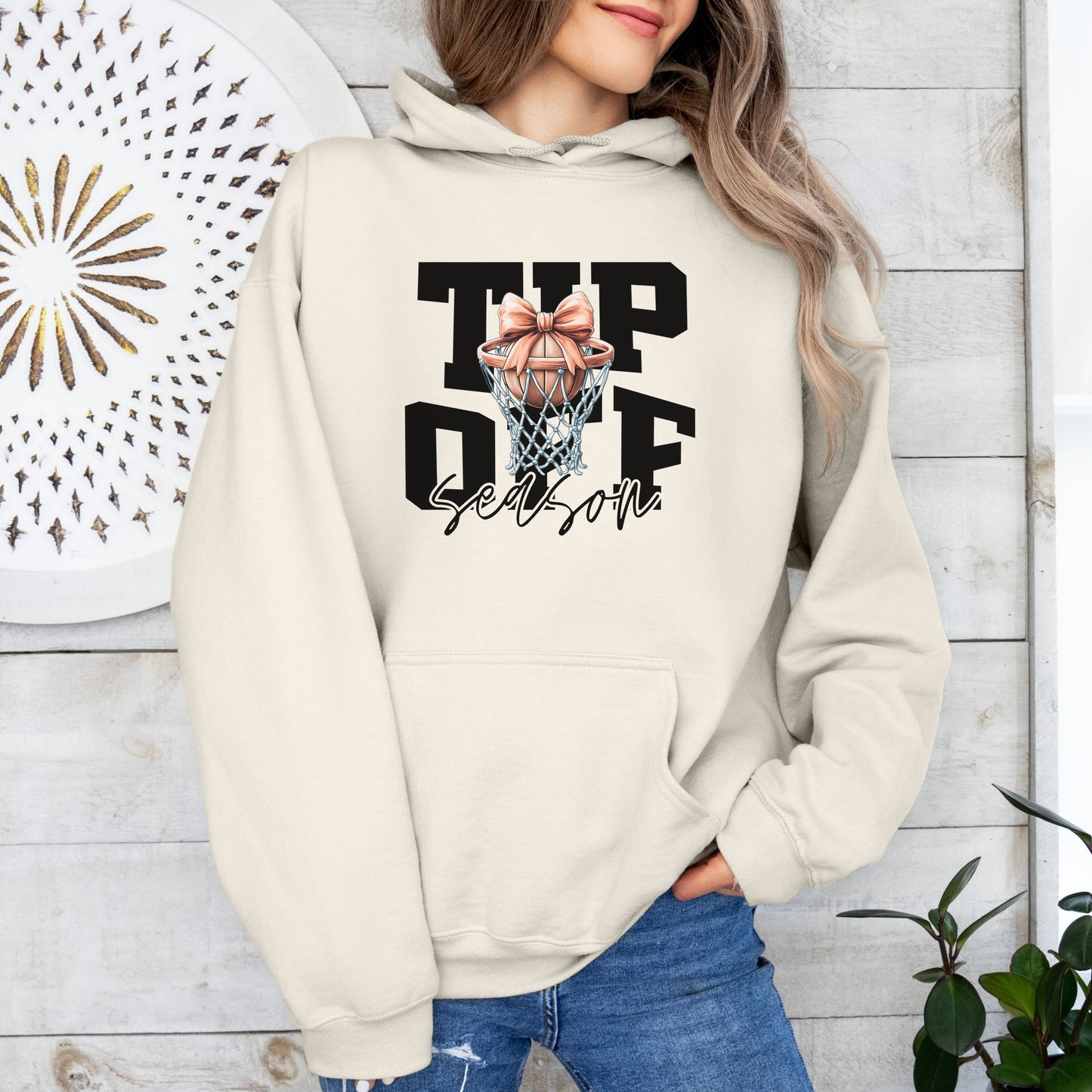 Tip-Off Season Vintage Basketball Hoodie – Retro Coquette Bow Style
