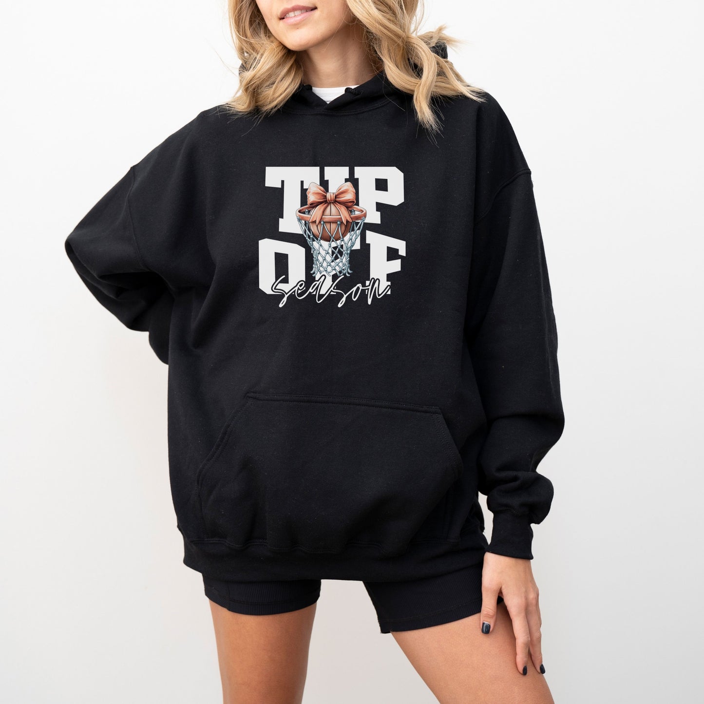 Tip-Off Season Vintage Basketball Hoodie – Retro Coquette Bow Style