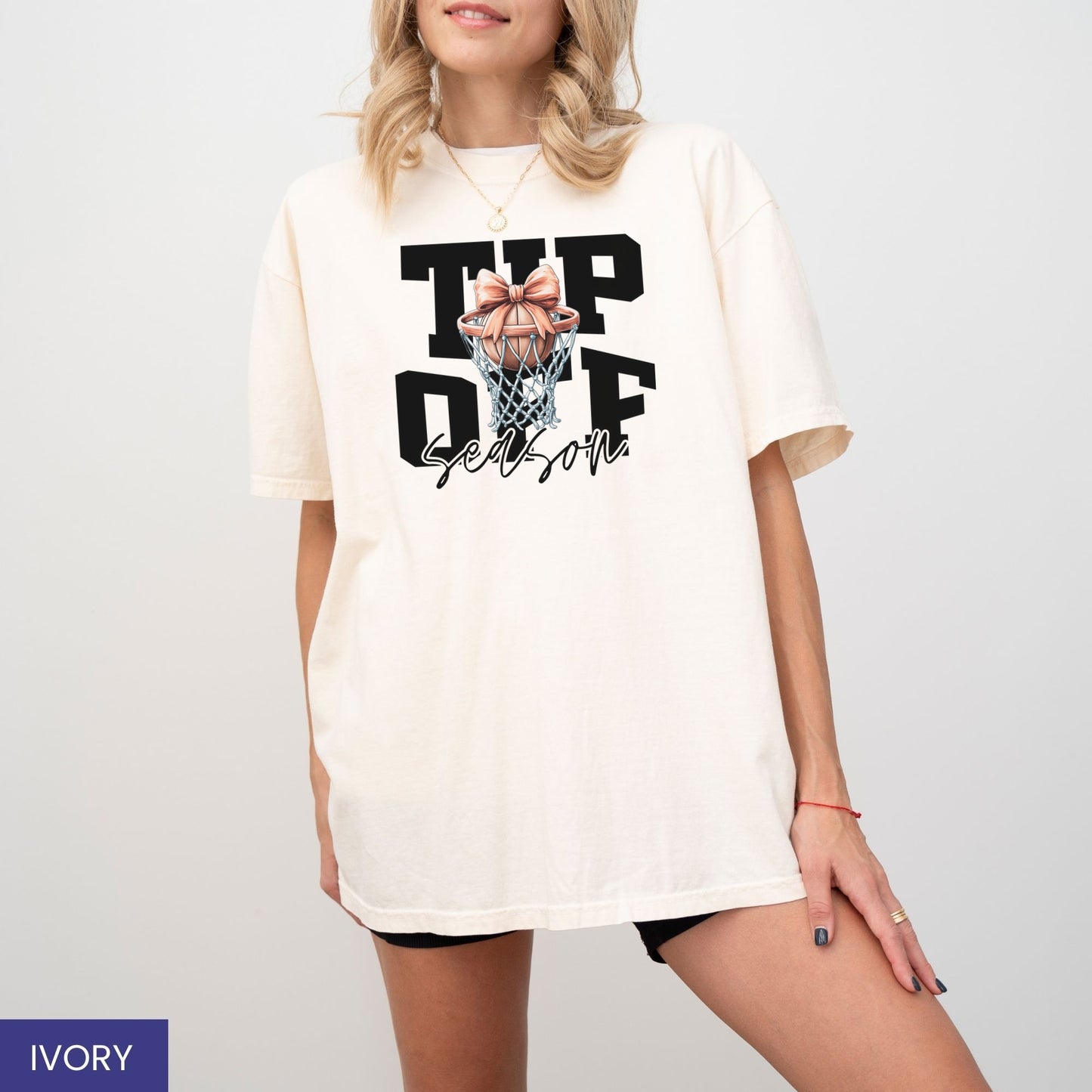 Tip-Off Season Vintage Basketball T-Shirt – Retro Coquette Bow Style