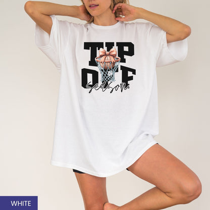 Tip-Off Season Vintage Basketball T-Shirt – Retro Coquette Bow Style