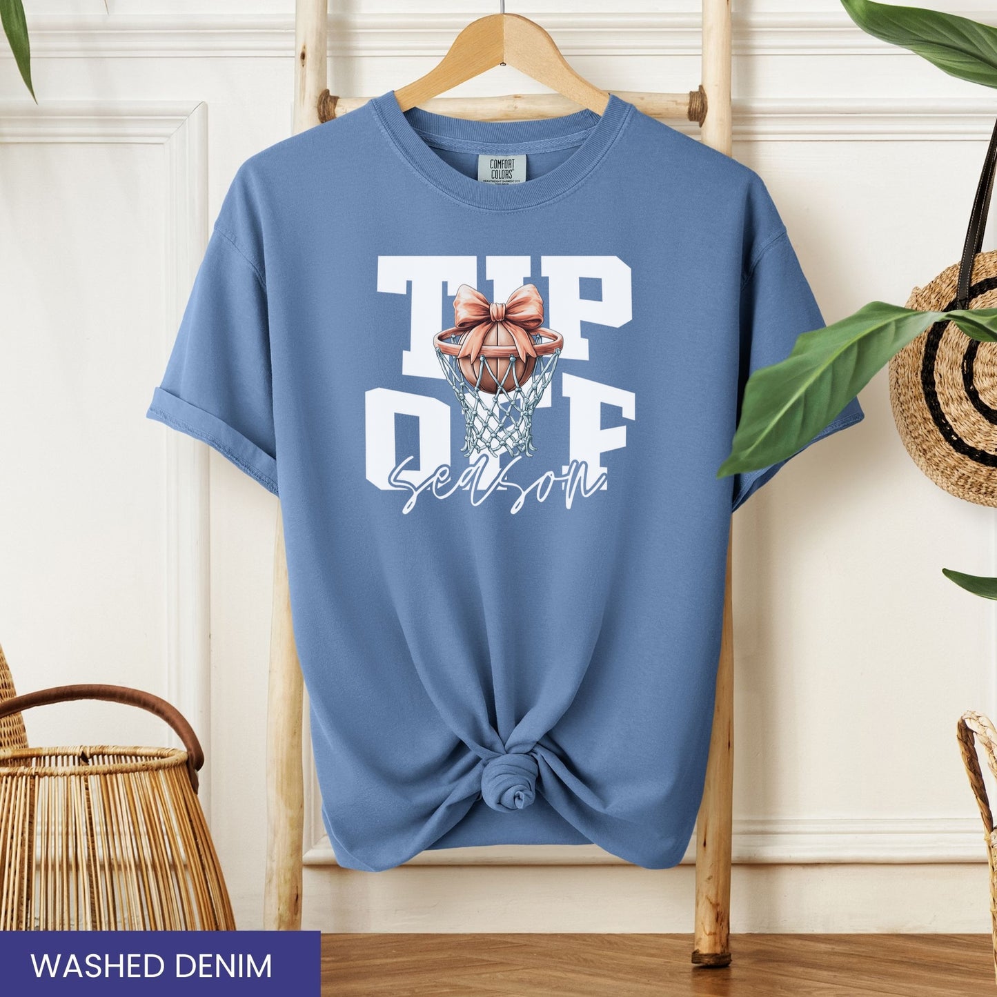 Tip-Off Season Vintage Basketball T-Shirt – Retro Coquette Bow Style