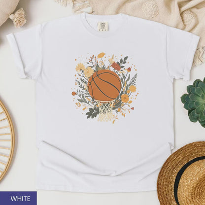 Vintage Floral Basketball T-Shirt – Retro Botanical Sports Tee